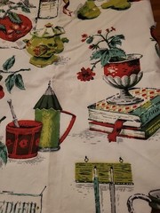 VINTAGE Lovely Vat Screen Print Pantry Cotton Home Decor Fabric