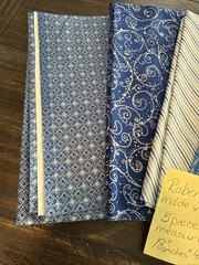 5 Pieces Coordinating Robert Kaufman Blue Silver Fabric 18”x 42” Made In Japan