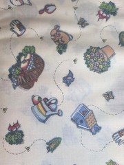 1994 Vintage OOP Susan Winget Gardening Fabric Bees Flowers Fabric Traditions