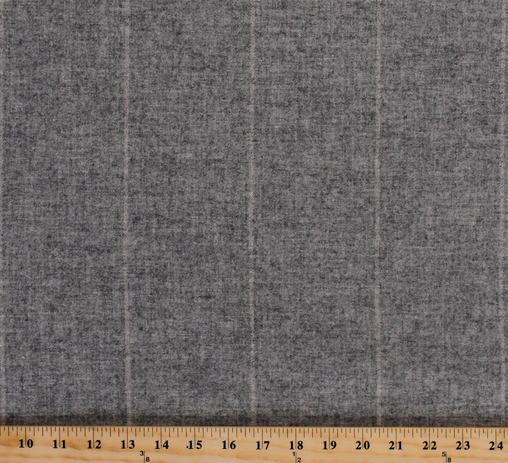 Lightweight Wool Blend Gray with Cream Pin Stripe Wool Fabric by Yard A611.21