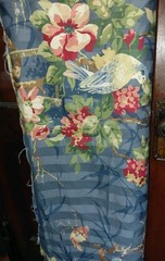 Richloom Platinum Collection Blue Stripe Floral Birds Fabric 6+ Yds NEW Charming