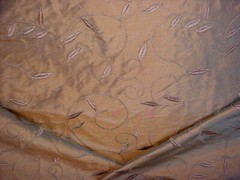 16-5/8Y Kravet 24637 Coin Gold Floral Vine Embroidered Silk Upholstery Fabric