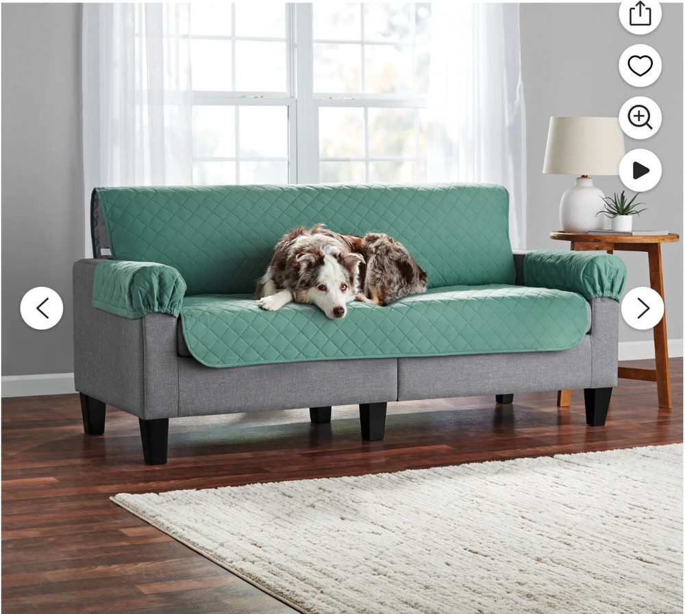 Mainstays Reversible Quilted Fabric Sofa Furniture Protector