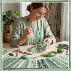 25 Pcs Sage Green Cotton Fabric Squares 10×10″ | Assorted Floral Prints, Quiltin