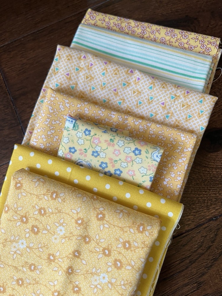 1930’s Vintage Feedsack Fabric-Over 1.5 Yards Total- Yellow Reproduction- VTG