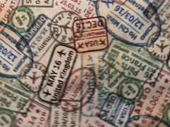 POST CARDS POST MARKS TRAVEL BLUE COLORS COTTON FABRIC FQ