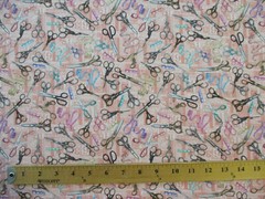 SCISSORS SEWING MEASURING TAPES SCISSOR VARIETY COLORS PINK COTTON FABRIC BTHY