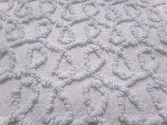 Curly Loops Vintage Chenille Bedspread Fabric, Texturized Blue, 18×12″