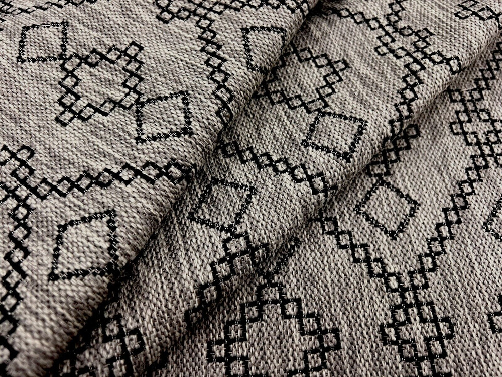 Brentano Performance Outdoor Geometric Fabric- Homestead / Smoke Silver 14.25 yd