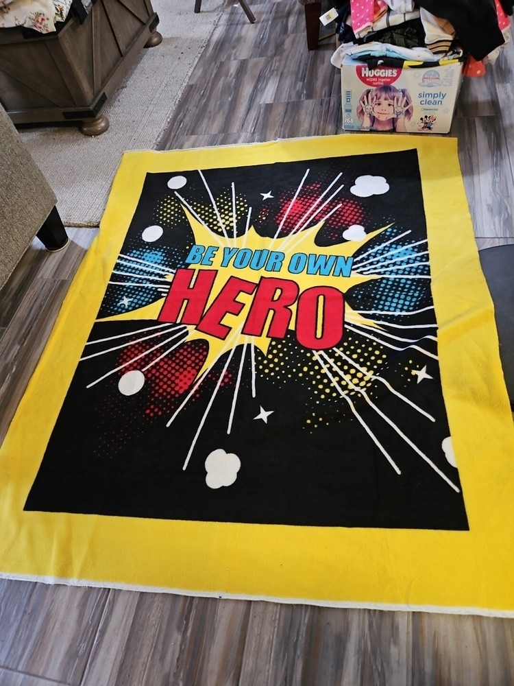 Fleece fabric for blanket making/60 in × 49 inch/”Be Your Own Hero”