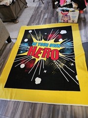 Fleece fabric for blanket making/60 in × 49 inch/”Be Your Own Hero”