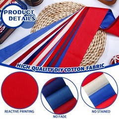 40PCS 2.6 Patriotic Fabric Strips, Red White Blue, Jelly Roll, Precut