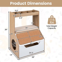 Modern Cat Litter Box Enclosure 3-in-1 Hidden Cat House Cabinet w/ 4 Cubbies