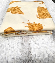Moths on Beige Blizzard Fleece Fabric – 2 yards x 58″ NEW