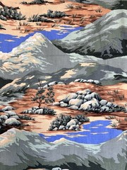 Springs Industries Southwestern Desert Mountain Landscape Fabric Quilting 44×64”