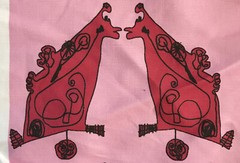 Custom Designer One of a Kind Pink Abstract Animal Patterned Fabric Scrap Piece