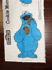 Rare Vintage Sesame Street Cookie Monster Craft Fabric Panel Pillow Toy Doll 20”