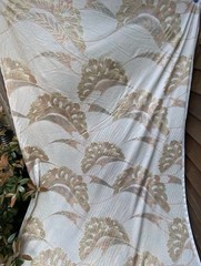 Vtg BTY Texoprint Netherlands Drapery Fabric Floral Satin Finish W/Gold Art Deco