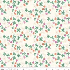 1/4 Yard 9”x42” Riley Blake “Chloe” Strawberries Clover Cream Quilt Cotton