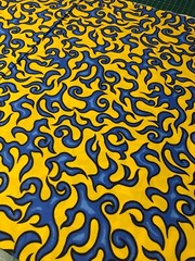 MDG On Fire 100% cotton fabric by the yard like Motorcycle flames Yellow & Blue