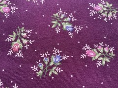 Fabric Cotton Little Pink Rose Purple Flower 44”x 43” 82
