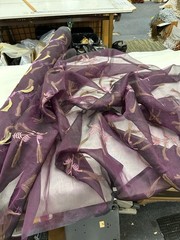 100% Silk Organza Sheer Fabric 54” Width Sold by the yard – Purple