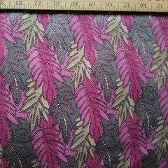 Liberty of London SILK CHIFFON – “Khoros” Pink & Gray Leaves w/ Dotted Outlines