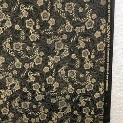 Jo-ann Black Beige Filigree Floral Fabric Cotton Quilting Cottagecore 2.8 yd