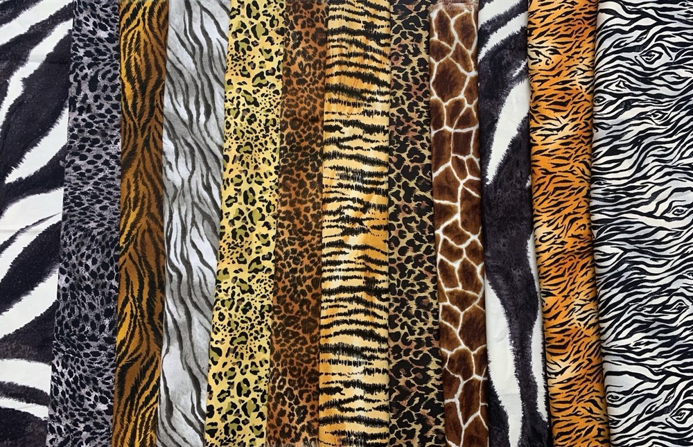 Lot Quilt Cotton Fabric Animal Print African Tiger Zebra Giraffe Cheetah Leopard