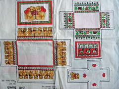 fabric panel 607 Christmas Patch Press CUT-OUTS 1981 uncut /X-Mas SockBoxes
