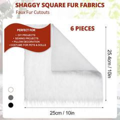 6 Pcs Faux Fur Fabric 10 X 10 Inch Fluffy Faux Fur Fabric Patches for Cosplay Ev