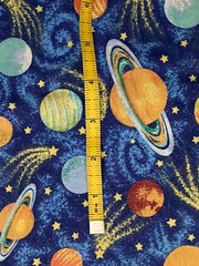 Blue Shimmer Glitter OUTER SPACE Planets COMETS Cotton Fabric 1 yd