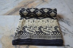 Black & Beige Hand Print Fabric 100% Cotton 15 Yard NO DUTY CHARGES 100%✅ZK-369