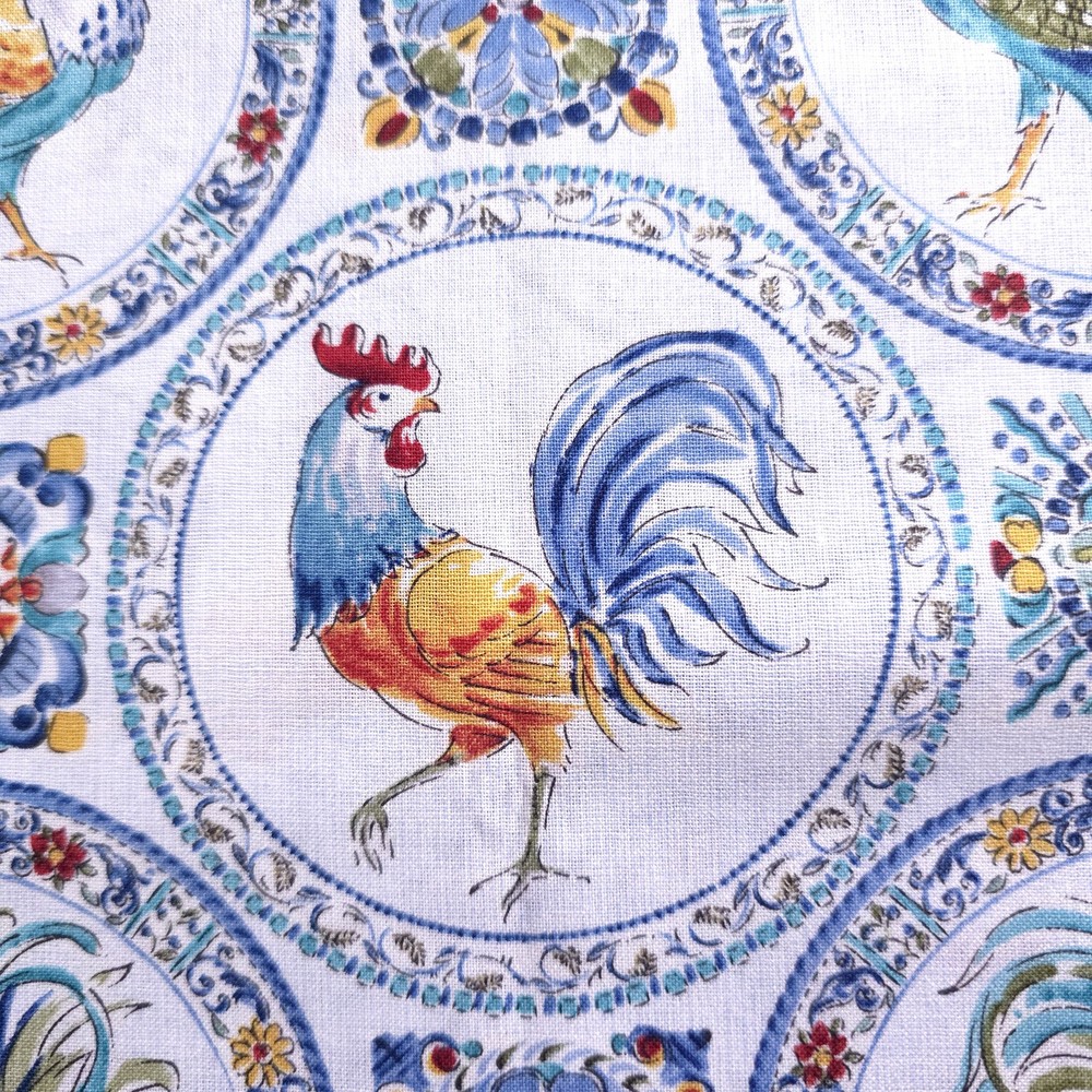 Rooster Spanish Tile Medallion Cotton Fabric 44″x36″ Precut Yard
