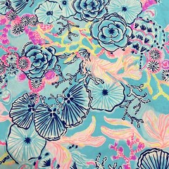 Lilly Pulitzer Cotton Poplin Fabric BALI BLUE ONCE UPON A TIDE 36″ X 57″