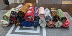 New Fabric Variety Box. 20+ Yards Assorted Cotton Fabric Pieces. No Scraps R109