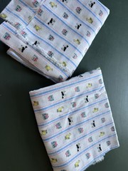 3+ Yards Vintage Flannel Fabric Farm cow Duck Cottage Pastel White Nursery