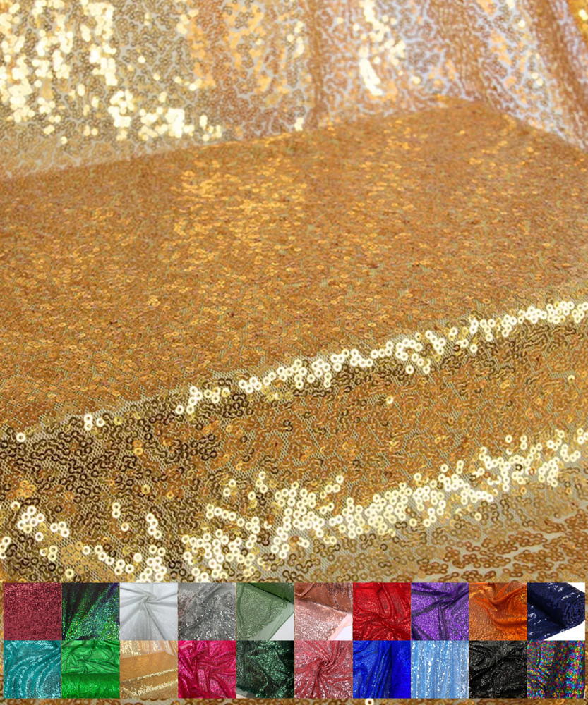 Sequin Fabric for Dress and Decorations,Glitz Sequins on Mesh Fabric by the Yard