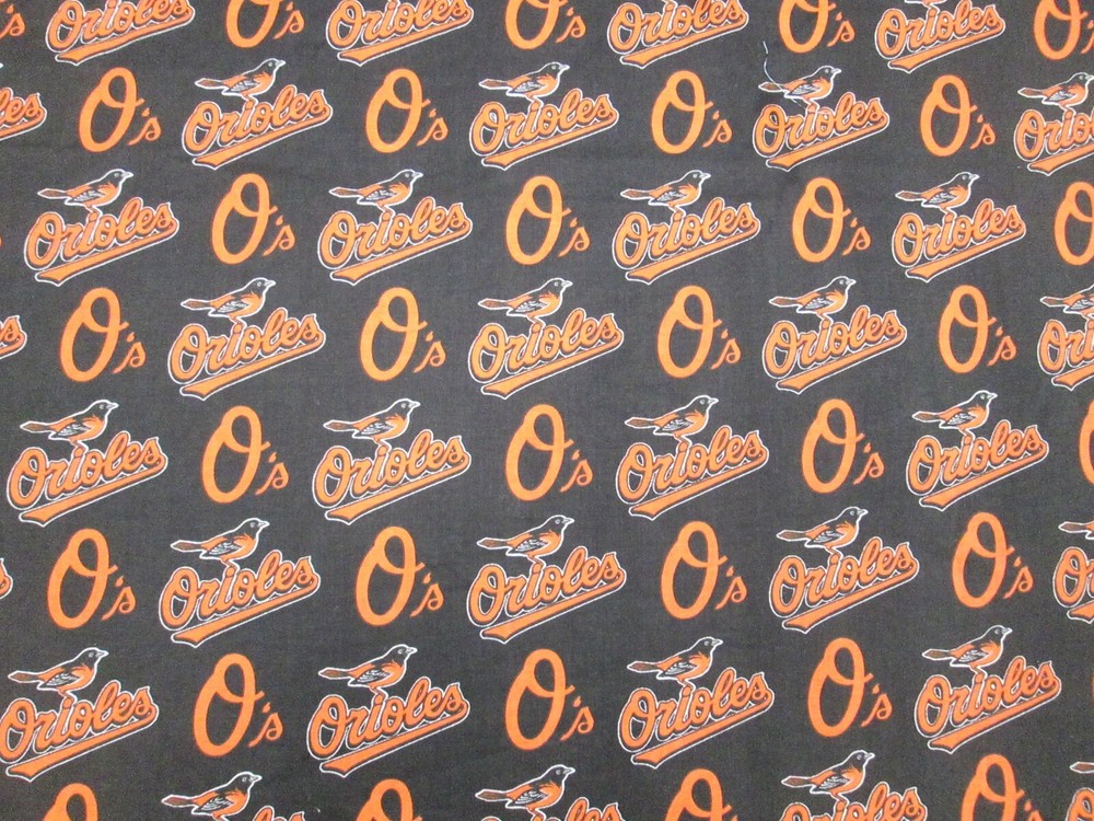 BALTIMORE ORIOLES MLB DESIGN 100% COTTON 1 YARD PIECE BRAND NEW BROWN 58″ x 36″