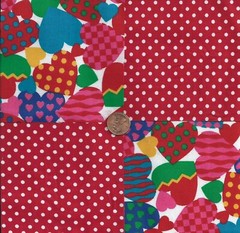 Hearts and Polka Dots Assortment Fabric Squares Blocks AW1
