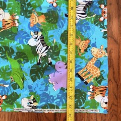 Cuddle Prints Flannel Fabric Safari Jungle Animals Zebra Hippo Giraffe 43” X 54”