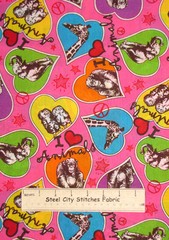 I Love Animals Heart Toss Fabric By The Yard Monkey Owl Giraffe Cotton by Marcus