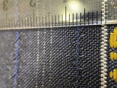Durham Navy 30% Finest Mohair 70% Wool English Antique Stipe Suiting 2.8m 240g/m
