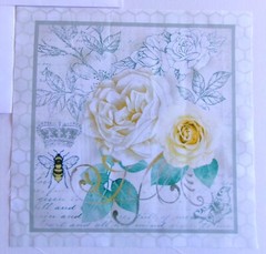Cotton Fabric Pic D Queen Bee and Flowers Square is 10 1/4″ L x 10″ W Cream Bkg