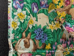 VTG Fabric Traditions Fabric Bunny Chics Hat Floral Garden 71×44 90’s