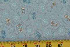 By 1/2 Yd, Vintage, Blue & Gold Floral on Sea-Green Cotton/Classic Cottons,P8643
