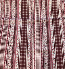 PINK & MAUVE FLORAL STRIPE COTTON– BY THE YARD