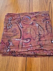 Hand-Painted Abstract Patterned Fabric 48″ X 72″ Rustic Earthy Tones Lightweight