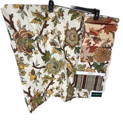 Designer Fabric Sample Dogwood Floral SP-695 Porcelain Linen Cream Brown Green
