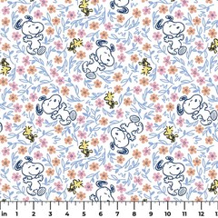 Peanuts Snoopy & Woodstock Floral Frolic Cotton Fabric